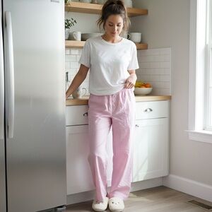 🆕J Crew pink & white pinstriped lounge/pyjama bottoms,non functional buttons 🤍🩷